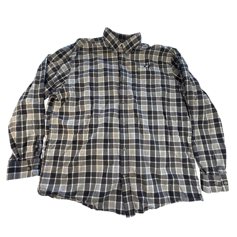 Cutter & Buck Shirt Mens XL Gray Plaid Flannel Long Sleeve Button Front Ipswich